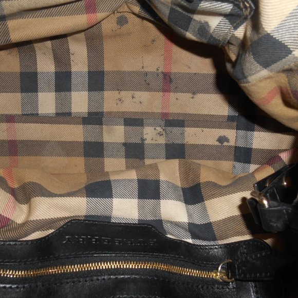 BURBERRY BRASS STUDDED BLK LEATHER SATCHEL HANDBAG - Picture 7 of 8